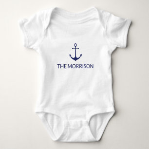 Body Nautical Custom Boat Name Marine bleu ancre blanch