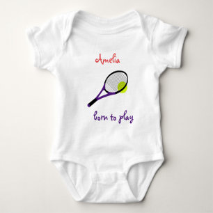 Body Né pour jouer, Tennis Ball et Racquet, Personnalis