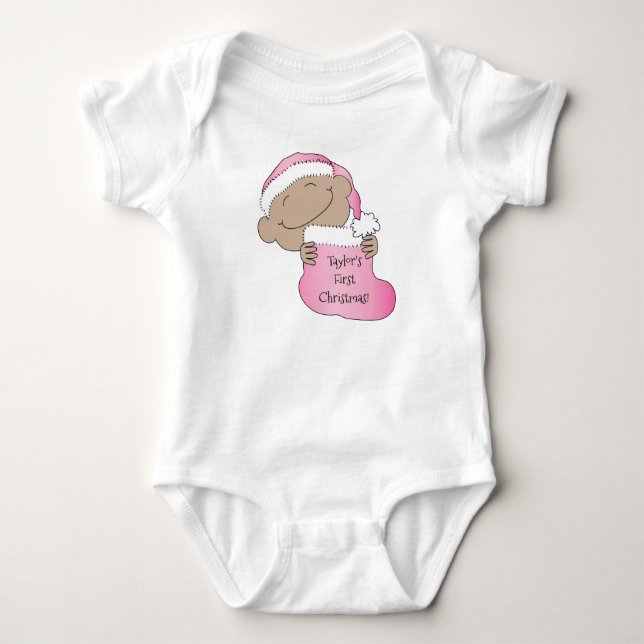 Body Noël Baby de couleur Casquette rose (Devant)