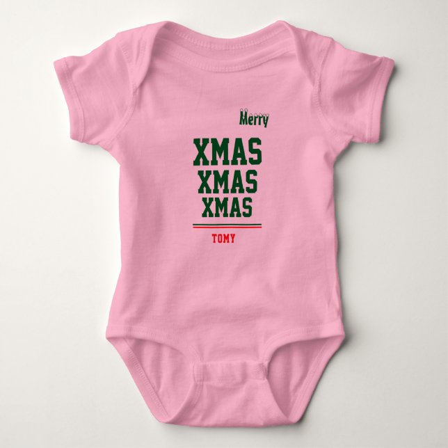 Body Noël personnalisé Baby Jersey couleur de la combin (Devant)