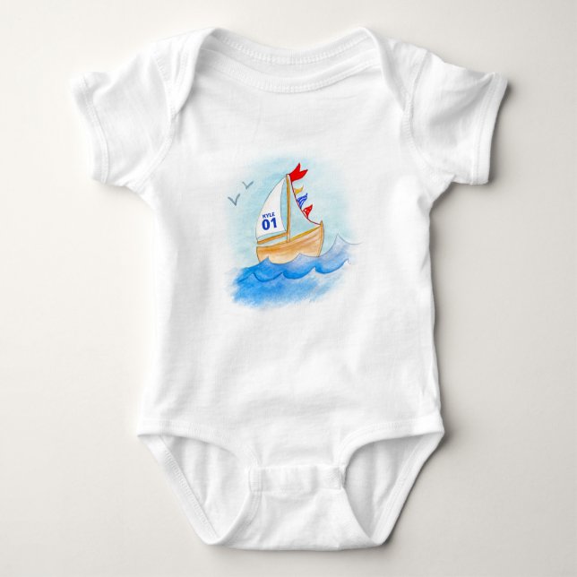 Body Nom d'art du bateau à voile sur t-shirt (Devant)