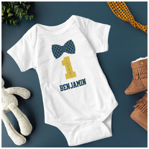 Body Nom de bébé garçon One Love noeud papillon bleu 