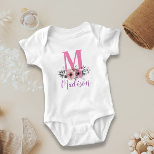 Body nom de famille personnalisé aquarelle fleurs monog