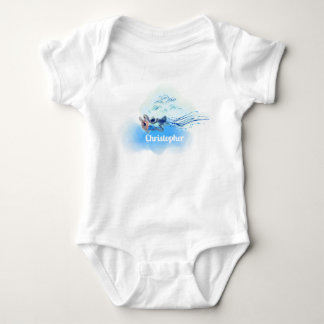 Body Nom de l'avion vintage Blue Watercolor
