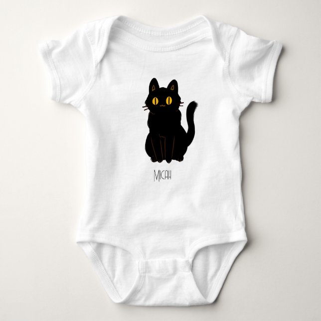Body Nom de monogramme de chat noir adorable (Devant)