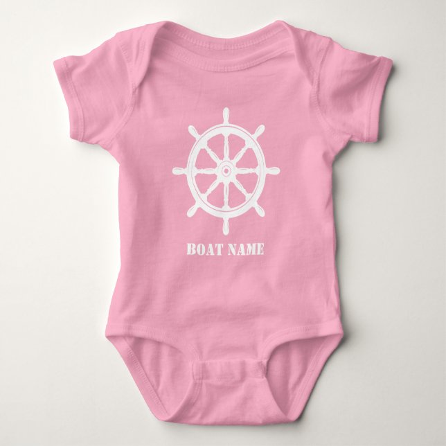 Body Nom du bateau ou votre nom Navire Helm Wheel Rose  (Devant)