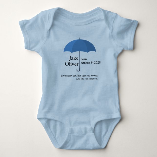 Body Nom et date du bébé personnalisé sous parapluie bl (Devant)