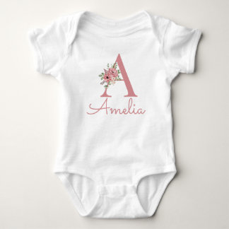 Body Nom floral rose personnalisé Nouveau bébé fille ca