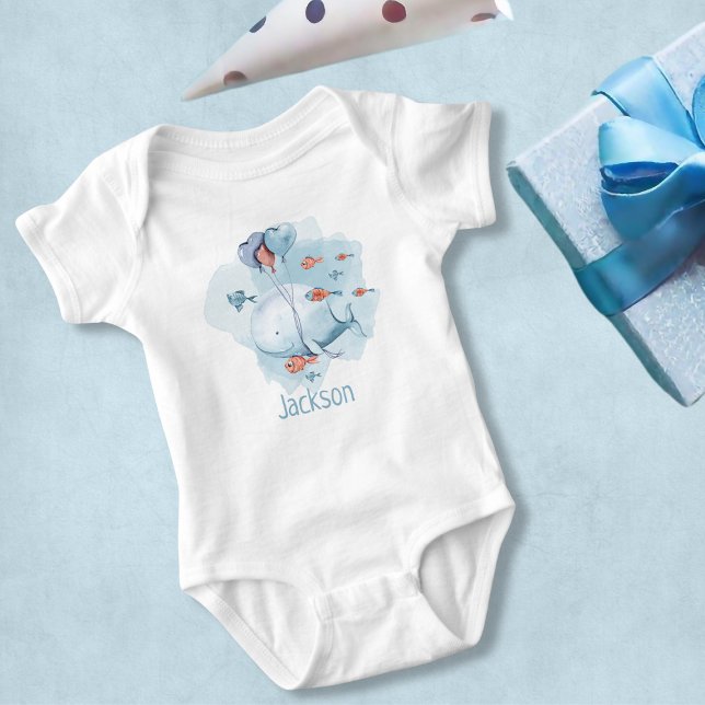 Body Nom personnalisé Cute Whale (Cute Whale Personalized Name Baby Bodysuit
)