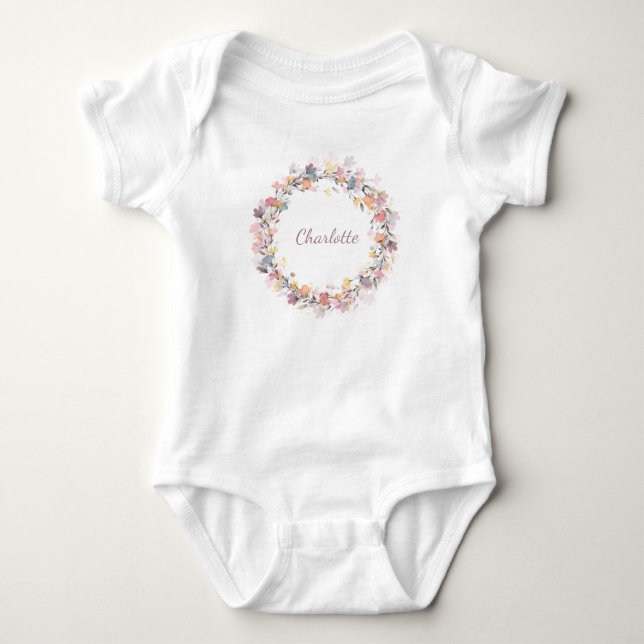 Body Nom personnalisé Délicat Pastel Floral Wreath  (Devant)