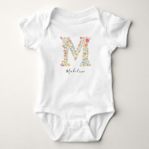 Body Nom personnalisé et monogramme floral 'M'