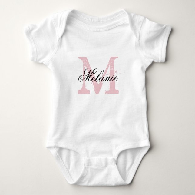 Body Nom personnalisé monogramme bébé crème jumpsuit (Devant)