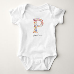 Body Nom personnalisé &Monogramme floral 'P'