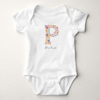 Body Nom personnalisé &Monogramme floral 'P'