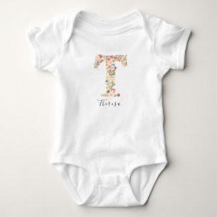 Body Nom personnalisé &Monogramme floral 'T'