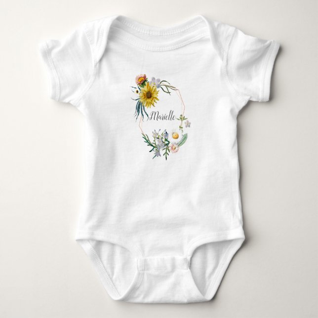 Body Nom Personnalisé Monogramme Floral Wreath (Devant)