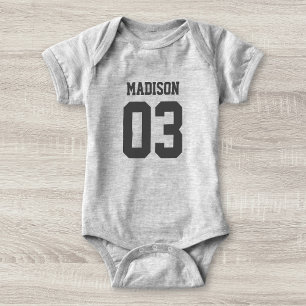 Body Nom personnalisé Numéro Baby Sport Jersey Bodysuit