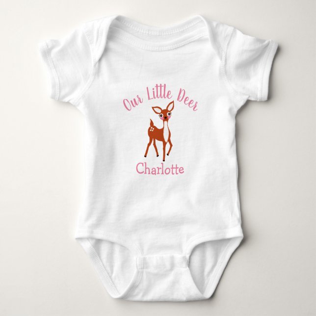 Body Notre petit cerf mignon rose Personnalisé (Devant)