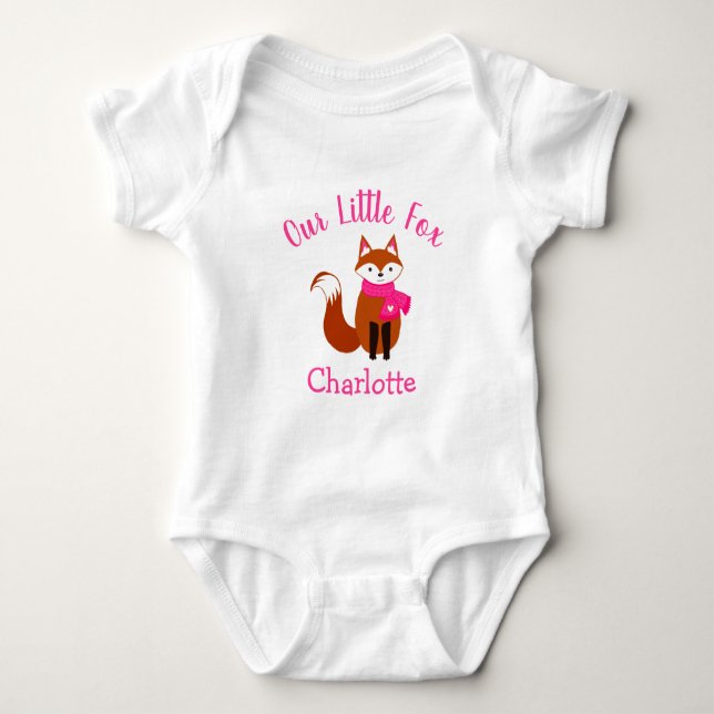 Body Notre petit Fox mignon Écharpe rose personnalisée (Devant)