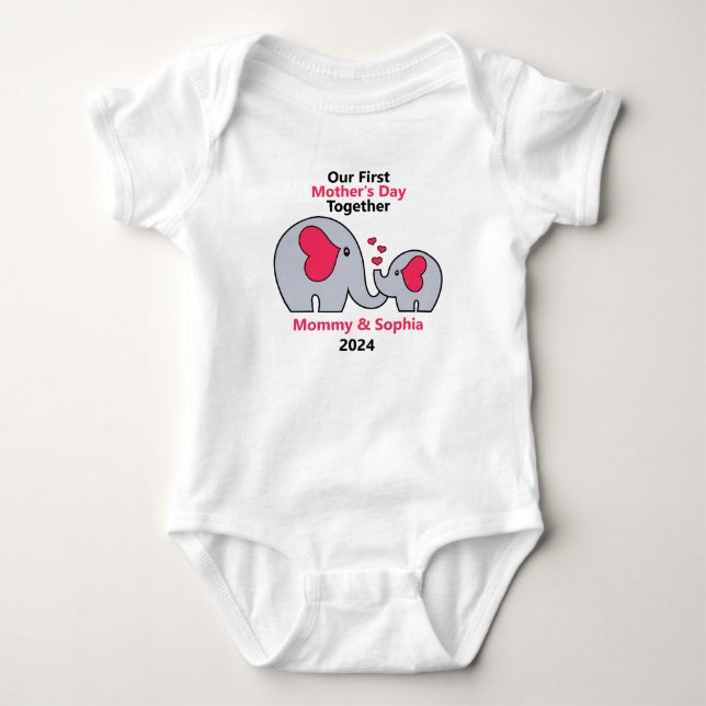 Body Notre première fête des mères adorable éléphant (Devant)