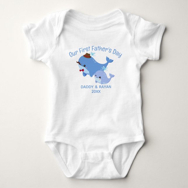 Body Notre première Fête des pères Baby Blue Whale, nom (Devant)