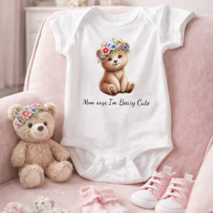 Body Nounours avec couronne de fleurs trop mignon