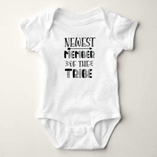 Body "nouveau membre de la tribu" Funny Baby Bodysuit (Devant)