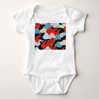 Body Nuages, flammes : Motif Vintage noir.