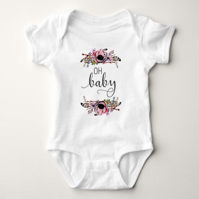 Body Oh Baby | Fille Bébé Boho Floral Plume Cadre Tutu (Devant)