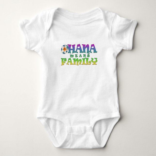 Body  Ohana signifie famille - avec plumeria Baby Bodys (Devant)