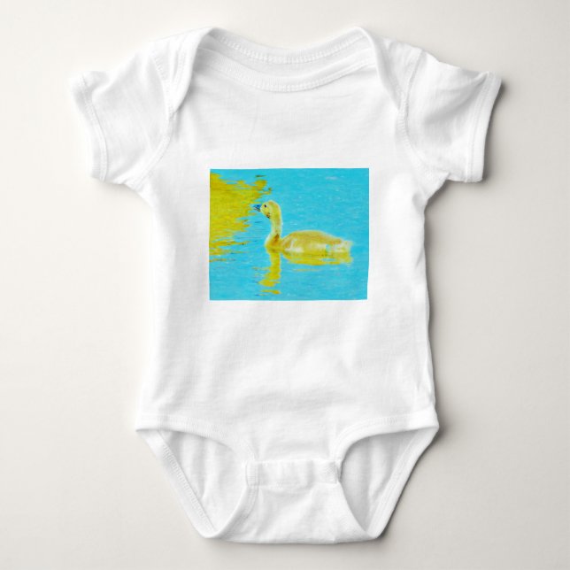 Body Oie-bébé jaune avec eau bleu clair (Devant)