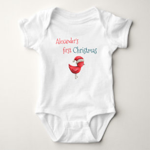 Body Oiseau rouge mignon Santa Hat Grandson Premier Noë