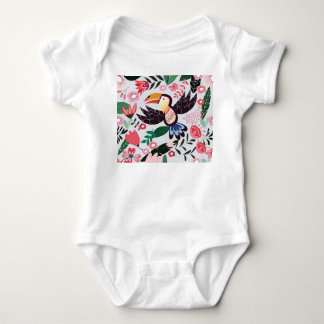 Body Oiseaux tropicaux, motif de gribouillis à fleurs.