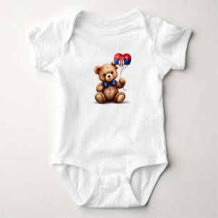 Body ours en peluche & ballon avec drapeau serbe.