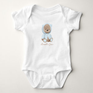 Body Ours en peluche bleu poussiéreux neutre avec nom p