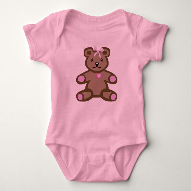 Body Ours en peluche rose (Devant)