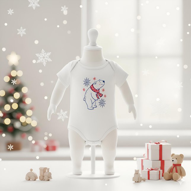 Body Ours polaire joyeux Design de vacances d'hiver ("Cheerful Polar Bear Winter Holiday Baby Bodysuit – Perfect for Baby Shower Gifts and Festive Winter)