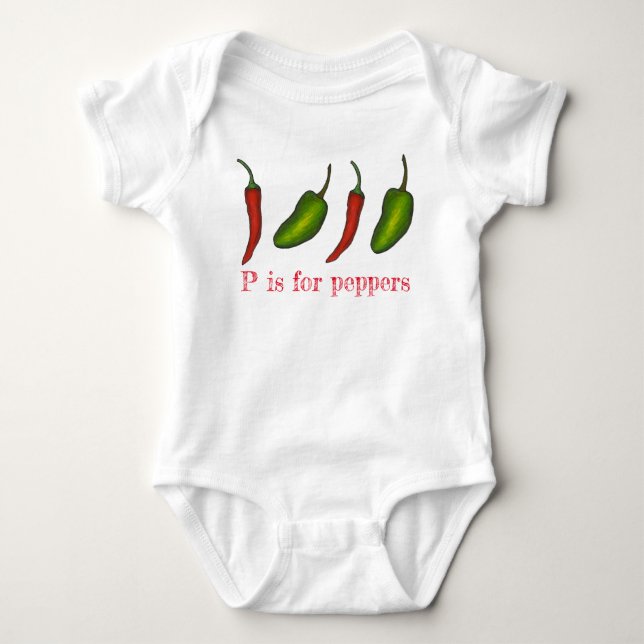 Body P est pour Peppers Chili Jalapeño Veggie Letter P (Devant)