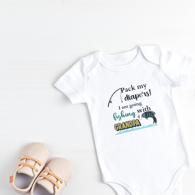 Body Pack mes couches Je vais pêcher avec grand-père (Pack my diapers I am going fishing with Grandpa)