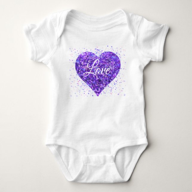 Body Paillettes violettes, amour graffiti valentine (Devant)