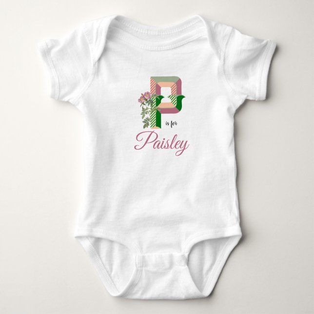 Body Paisley Nom Révéler Floral Lettre Fille Fleur Rose (Devant)