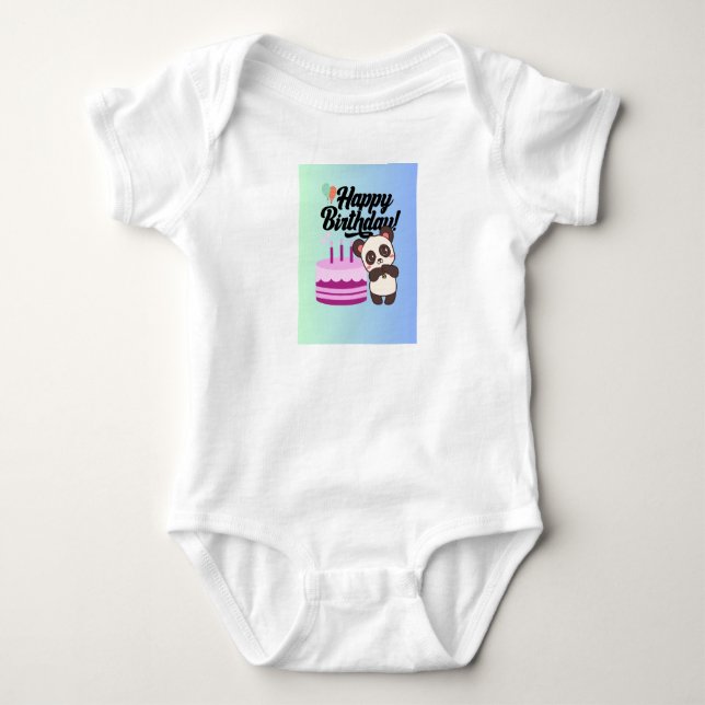 Body Panda Anniversaire Souhaite t-shirt bébé mignon et (Devant)