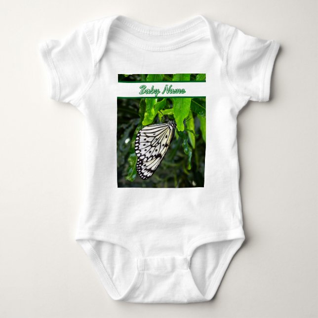 Body Papillon noir et blanc sur Green Custom Name (Devant)