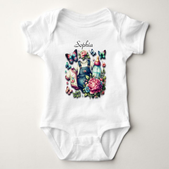 Body Papillons, Bouteille d'eau et Bleu Jeans printemps (Devant)