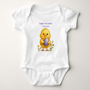 Body Pâques de bébé - Mignon poussin avec œuf violet