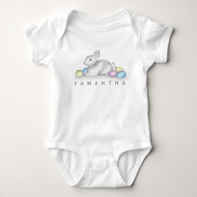 Body Pâques mignonne Blanc Cottontail Bunny Personnalis (Devant)