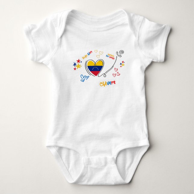 Body para Bebé Venezuela – Corazón con Bandera  Baby Strampler (Vorderseite)