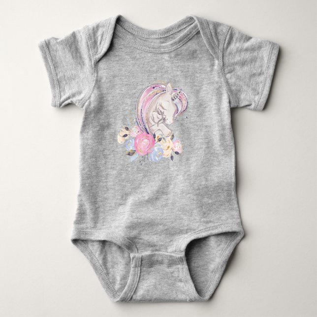 Body Pastel Gold Parties scintillant Unicorne et bébé a (Devant)