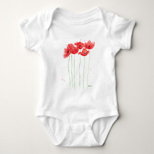 Body Pavois rouge floral aquarelle été