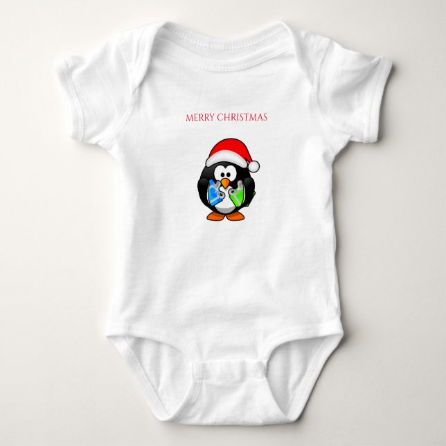 Body Penquin maillot de bébé de Noël. (Devant)